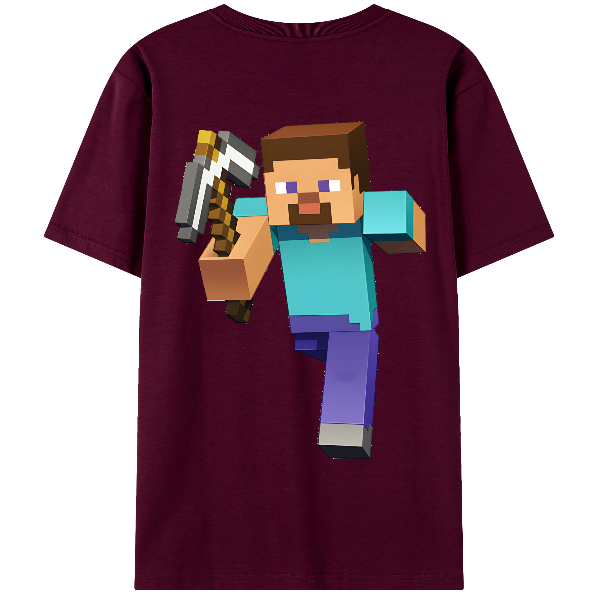 （画像用） マインクラフト ブロックの世界 Minecraft MC Block world レディース半袖Tシャツ(バックプリント)